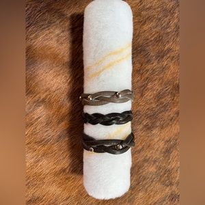 Grey and black leather bracelet bundle